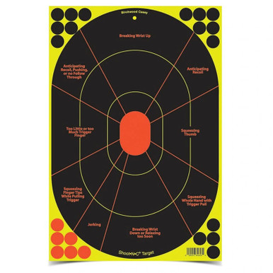 Birchwood Casey Shoot-N-C 12x18 Inch Handgun Trainer Self-adhesive Reactive Paper Target Indoor/Outdoor Repair Pasters 40 Pack