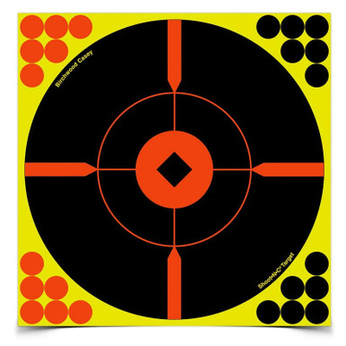 Birchwood Casey Shoot-N-C 12 Inch Bull's-Eye BMW Self-adhesive Reactive Paper Target Indoor/Outdoor Repair Pasters 100 Pack