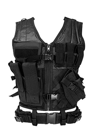 NC Star Tactical Vest Black XL-XXL Tough PVC/Mesh Webbing