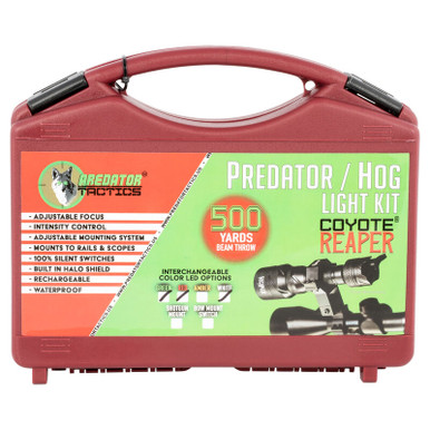 Predator Tactics Coyote Reaper LED Weapon Mounted Game Light Green/Red/White Rechargeable Battery Aluminum Black