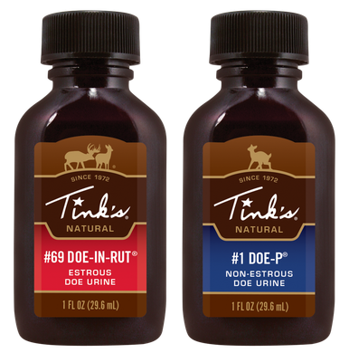 Tink's #69 Doe-in-Rut Buck Lure and #1 Doe-P Combo Deer Scent Liquid