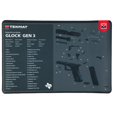TekMat 11"x17" Gun Mat for Glock 17 Gen 3