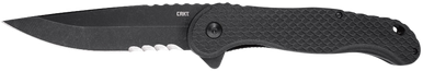 Columbia River CRKT 2267 Antonio Rodriguez Taco Viper Assisted Flipper Knife 4.22" Black Stonewashed Drop Point Blade, Black Textured GRN Handles