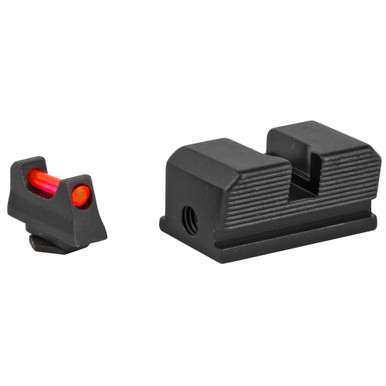 Trijicon Fiber Optic Sight Set Fits Walther P99/PPQ Red Fiber Front/Blacked Out Rear Steel Housing Matte Black Finish