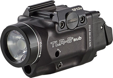Streamlight 69418 TLR-8 Sub w/Laser Red Laser 500 Lumens, 640-660nM Wavelength, Black 141 Meters Beam Distance, Fits 1913 Short Railed Subcompact Handguns Rail Clamp Mount