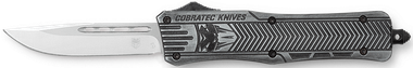 CobraTec Knives MSWCTK1MDNS CTK-1 American Flag Medium 3" OTF Drop Point Plain Stonewashed D2 Steel Blade, 5" Black Aluminum Alloy Handle