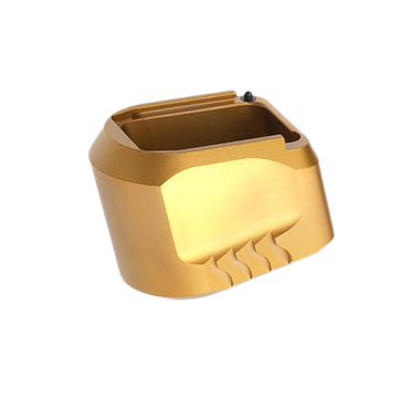 Tyrant CNC TDMPMAGEXFSGOLDMagazine Extension 9mm/40 S&W Fits S&W M&P Full-Size Black Aerospace Grade Aluminum