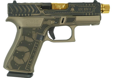 Glock 43X "Revolution" Gold Barrel Colonial Brown Handgun 9mm Luger 10rd Magazines(2) 3.4" Barrel Accessory Rail USA Made