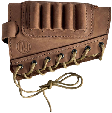 1791 Gunleather HNTBAMRBRWR Butt Cuff Ammo Holder Hunt Brown Leather Capacity 5 Shells "Creep Stop" Strap Mount