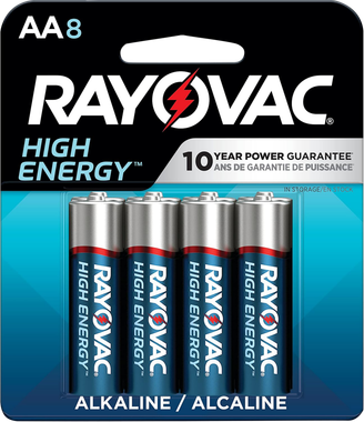 Rayovac 8158T03 AA Batteries1.5 Volts Alkaline 2,700 mAh Pkg of 8
