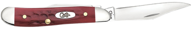 Case 00781 PeanutMedium 2.10"/1.53" Folding Clip Point/Pen Plain Mirror Polished Tru-Sharp SS Blade Corn Cob Jigged Old Red Bone Handle
