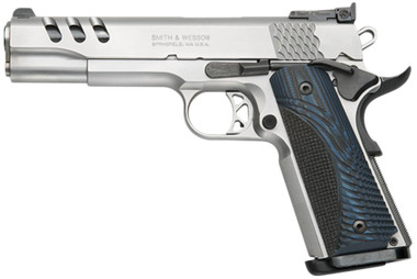 S&W PC Model 1911 Handgun .45 ACP 9rd Magazine 5" Stainless Barrel Blue Grip - USED