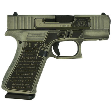 Glock 43X "Trump 24" Crushed Silver Distressed Handgun 9mm Luger 10rd Magazines(2) 3.4" BarrelAccessory Rail USA Made