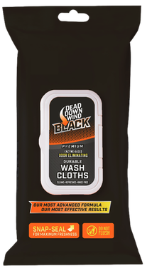 Dead Down Wind 13725 Wash Cloths Black Premium Odor Eliminator Unscented Scent 40 Count