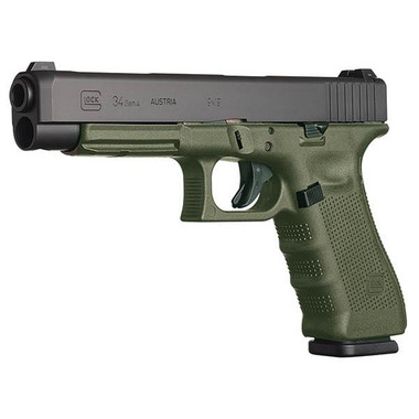 Glock 34 Gen 4 MOS Competition Handgun 9mm Luger 10/rd Magazines (3) 5.3" Barrel OD Green Frame with Black Slide Austria