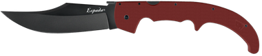 Cold Steel CS62MGCRRBK Espada XL 7.50" Folding Trailing Point Plain Black PVD AUS-10A SS Blade, Ruby Red Textured G10 Handle