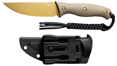 Civivi Knives C23041-2 Stormridge3.92" Fixed Straight Back Plain Desert Tan Stonewashed Nitro-V Steel Blade, Tan Textured G10 Handle