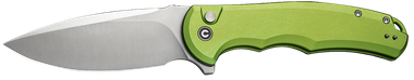 Civivi Knives C18026E-3 Praxis3.75" Folding Drop Point Plain Satin Nitro-V Steel Blade, Lime Green Aluminum Handle