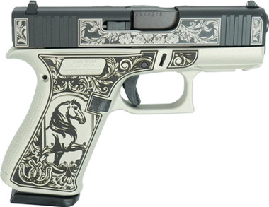 Glock 43X "Glock & Horses" Black/Gray Handgun 9mm Luger 10rd Magazines(2) 3.4" Barrel Accessory Rail USA Made