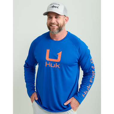 Huk Icon Crew Long Sleeve Shirt Ocean Blue XL