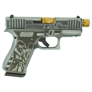 Glock 43x"Liberty or Death" Subcompact Handgun 9mm Luger 10rd Magazines (2) 3.9" Gold Barrel Accessory Rail USA Made