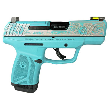 Ruger "Aztec Teal Frame/Paisley Engraved Slide" Max-9 Pro Handgun 9mm Luger 12rd Magazine 3.2" Barrel Optic Ready