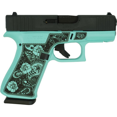 Glock 43X "Robin's Egg Blue Rose" Frame Handgun 9mm Luger 10rd Magazines(2) 3.4" Barrel Accessory Rail USA Made