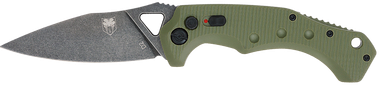 CobraTec Knives ODGAFRYK Ryker3.75" Folding Plain Black Stonewashed D2 Steel Blade, 5" OD Green Textured G10 Handle