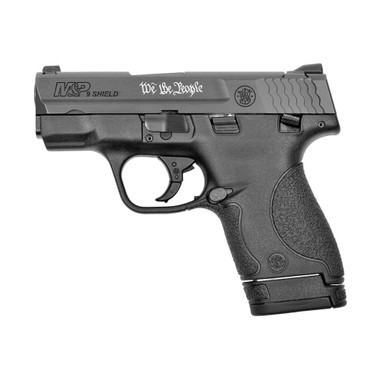 Smith & Wesson M&P 9 Shield Handgun 9mm Luger 7rd Magazine 3.1" Barrel Black with White "We The People" Engraving - USED