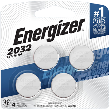 Energizer 2032BP4C3 CR2032 Lithium BatterySilver 3.0 V 235 mAh, Qty (4) Single Pack