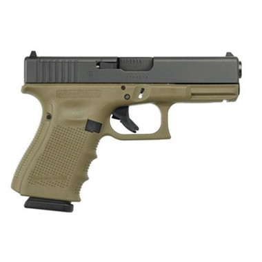 Glock 19 Gen 4 MOS Compact Handgun 9mm Luger 10/rd Magazines (3) 4" Barrel OD Green Frame with Black Slide Austria