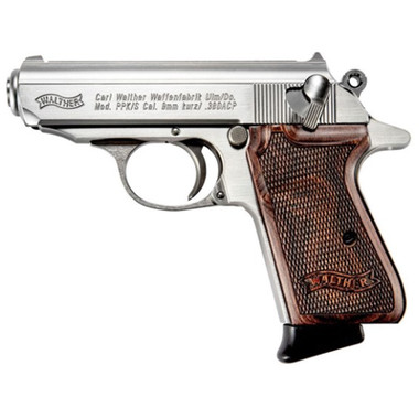 Walther PPK/S Pistol 380 Acp Stainless Walnut Grip 7 rd