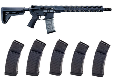 Faxon Firearms Sentry Forged Aluminum AR15 Rifle - Black | 5.56NATO | 16" Barrel | 15" M-LOK Rail BUNDLED with 5 ATI Schmeisser S60 Magazine - Black | .223/5.56 | 60rd | Gen 2 Military/LEO Edition