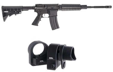 Anderson AM-15 Forged AR Rifle - Black | 5.56NATO | 16" Barrel | A2 Handguard | M4 Buttstock Bundles w/ Sylvan Arms ARH300 AR Folding Stock Adapter - Black | Gen 3