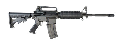 Bushmaster M4 Patrolman AR15 Rifle - Black | 5.56NATO | 16" Barrel | A2Handguard w/ Detachable Carry Handle | A2 Flash Hider | M4 Collapsible Stock | BFS III Trigger Equipped