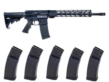 Faxon Firearms Ascent Forged Aluminum AR15 Rifle - Black | 5.56NATO | 16" Barrel | 13" M-LOK Rail Bundled w/ 5 ATI Schmeisser S60 Mags