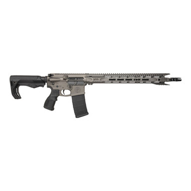 FosTech FLITE Elite Eagle Fighter AR-15 Rifle - Tungsten | 5.56 NATO | 16" Faxon Barrel | 16" Mach-1 Rail | FosTech Tomahawk Stock | Sabre Grip