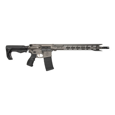 FosTech FLITE Elite Eagle Fighter AR-15 Rifle - Tungsten | 5.56 NATO | 16" Faxon Barrel | 16" Mach-1 Rail | FosTech Tomahawk Stock | Sabre Grip | Installed Echo AR-II Trigger