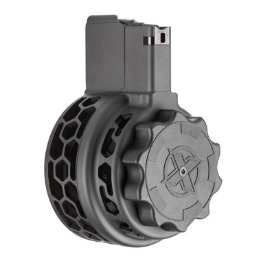 X Products X-14 50 Round Drum Magazine for M1A & M14 - Black | Skeletonized / Hex Pattern