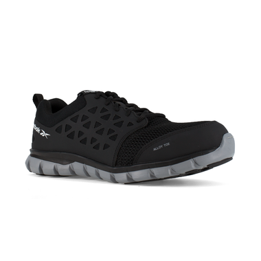 Sublite Cushion Work Athletic Shoe w/ Alloy Toe - Black Microfiber/Mesh