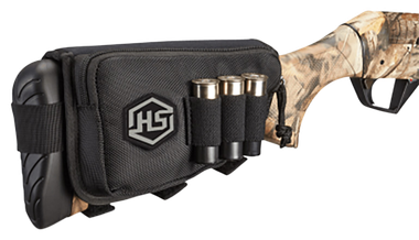Hunters Specialties 01621 Buttstock Shell HolderW/Pouch Holds 3 Rounds Black Polyester