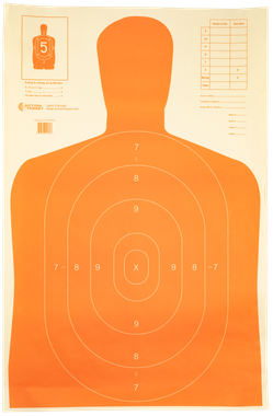 Action Target B27EORANGE Qualification Economy Silhouette Hanging Paper Target 23" x 35" 100 Per Box