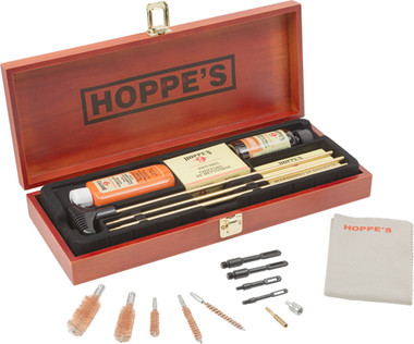 W/WOOD STORAGE CASEHOPPES DELUXE GUN CLEANING KIT