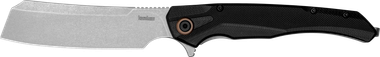 Kershaw 2078 Strata4" Folding Cleaver Plain Stonewashed D2 Steel Blade, Black Bead Blasted G10/SS Handle