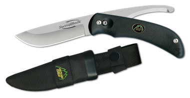 Outdoor Edge SB10N SwingBlade3.60"/3.20" Folding Skinning/Gutting Plain Aichi AUS8 SS Blade TPR Black Handle