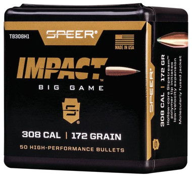 Speer Impact Big Game Rifle Bullets .308 Win 172gr TIPPED PLATED CB 50/ct