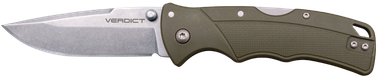 Cold Steel CSFLC3SPSSODGZ VerdictEDC 3" Spear Point Plain Folding 4116 Krupp SS Blade, ODG Textured GFN Handle