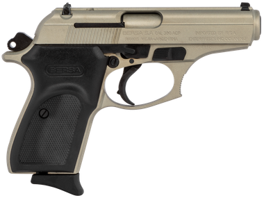 Bersa T380NKL8 ThunderMicro-Compact Frame 380 ACP 8+1, 3.50" Satin Nickel Steel Barrel, Serrated Steel Slide & Aluminum Frame