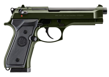 Beretta USA J92F300GR15 92FSFull Size Frame 9mm Luger 15+1 4.90" Black Steel Barrel, OD Green Cerakote Serrated Slide, OD Green Cerakote Aluminum Frame w/Beavertail, Black Textured Grip