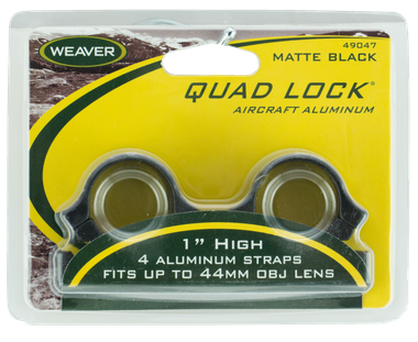 Weaver Mounts 49047 Quad Lock Detachable RingsMatte Black 1" High